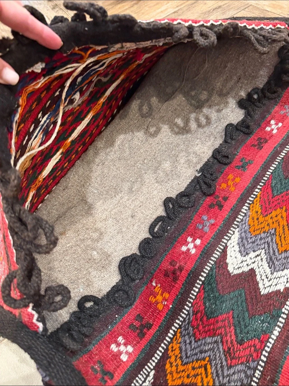 2x4 Ft Handmade Vintage Afghan Khorjin Saddle Bag Antique Persian Tribal Bag Rug